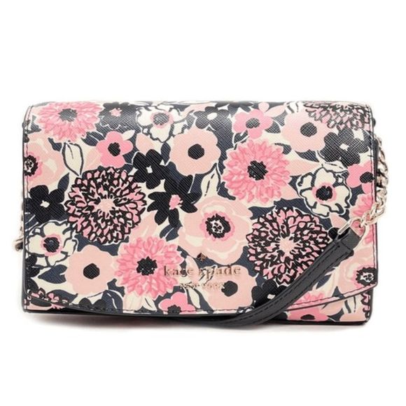 Kate Spade New York | NIB Pink & Black Dahlia Floral Crossbody Bag, MSRP $259 - Picture 1 of 9